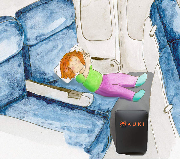 Inflatable Travel Pillow Bed/Leg Rest for Kids to Lie Down & Sleep on Long Flights, Long Distance Journeys in Cars, on Buses or Trains. Elevate Your Legs for Better Circulation. Gray